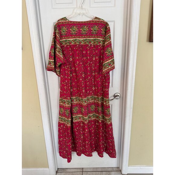 The Vermont Country Store Red Floral Ankle Length Cotton Muumuu Plus Size 3X - Picture 9 of 10